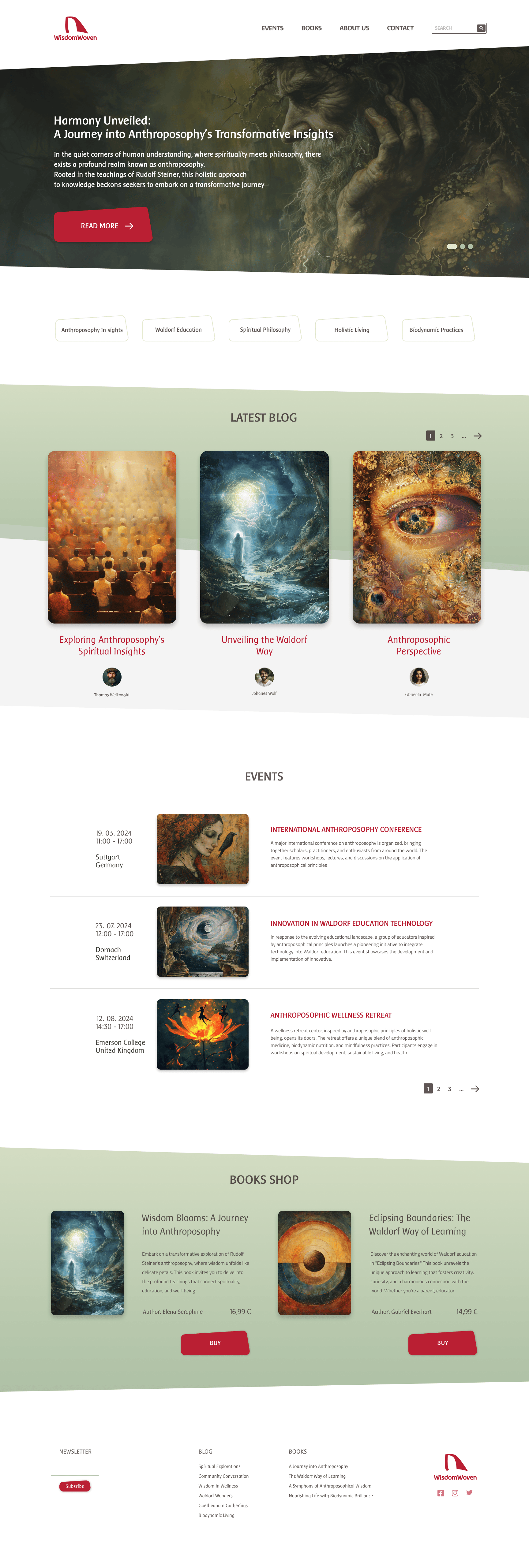 Screenshot of the project, landing page